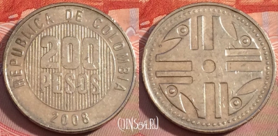 Колумбия 200 песо 2008 года, KM# 287, 275-037