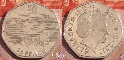 Великобритания 50 пенсов 2011 года, KM# 1166, 275-135