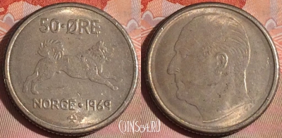Норвегия 50 эре 1969 года, KM# 408, 277-062