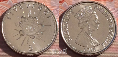 Гибралтар 5 пенсов 2016 года, UNC, 278-011