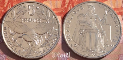 Новая Каледония 5 франков 2002 г., KM# 16, UNC, 278-034