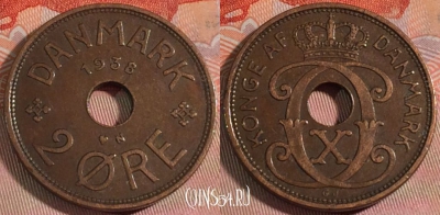 Дания 2 эре 1938 года, KM# 827, 278-093