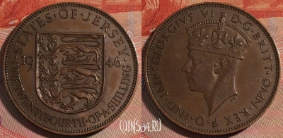 Джерси 1/24 шиллинга 1946 года, редкая, KM# 17, 278-099 ♛