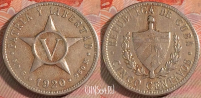 Куба 5 сентаво 1920 года, KM# 11.1, 278-110