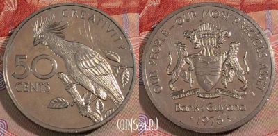 Гайана 50 центов 1976 года, KM# 41, UNC, 278-128
