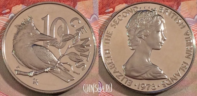 Виргинские острова 10 центов 1976 г., KM# 3, PROOF, 279-017