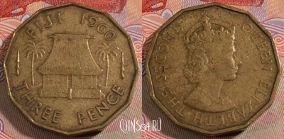 Фиджи 3 пенса 1960 года, KM# 22, 279-032