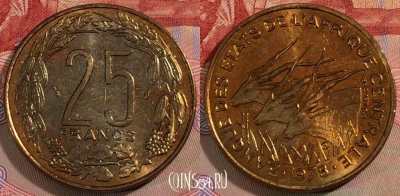 Центральная Африка 25 франков 1978 года, UNC, 279-034