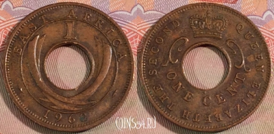 Восточная Африка 1 цент 1962 года, KM# 35, UNC, 279-045