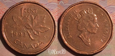 Канада 1 цент 1993 года, KM# 181, 280-087