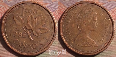 Канада 1 цент 1986 года, KM# 132, 280-103