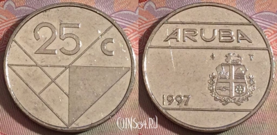 Аруба 25 центов 1997 года, KM# 3, 280-122