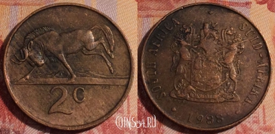 ЮАР 2 цента 1988 года, KM# 83, 281-055