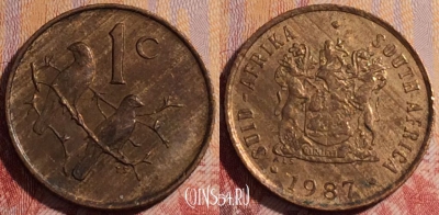 ЮАР 1 цент 1987 года, KM# 82, 281-067