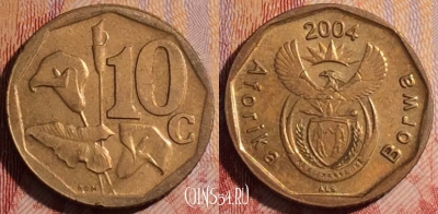 ЮАР 10 центов 2004 года, KM# 326, 281-072