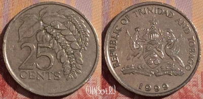 Тринидад и Тобаго 25 центов 1999 года, KM# 32, 281-108