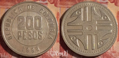 Колумбия 200 песо 1995 года, KM# 287, 281-133