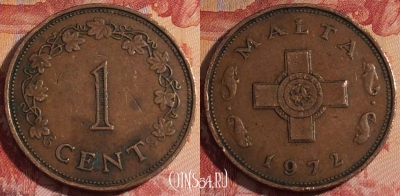 Мальта 1 цент 1972 года, KM# 8, 281-136