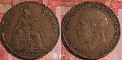 Великобритания 1 пенни 1927 года, KM# 826, 282-006 ♛