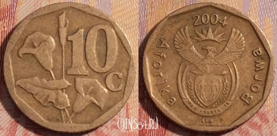 ЮАР 10 центов 2004 года, KM# 326, 282-026