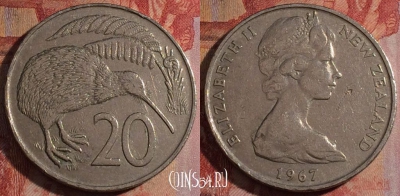 Новая Зеландия 20 центов 1967 года, KM# 36, 282-115