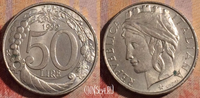 Италия 50 лир 1999 г., редкая, KM# 183, 283-007