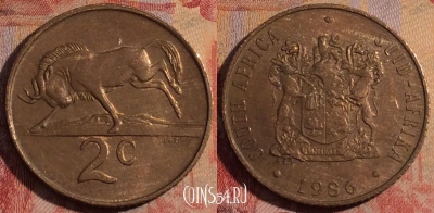 ЮАР 2 цента 1986 года, KM# 83, 283-026