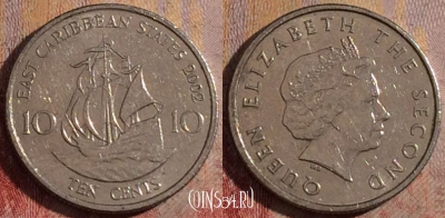 Восточные Карибы 10 центов 2002 года, KM# 37, 283-033