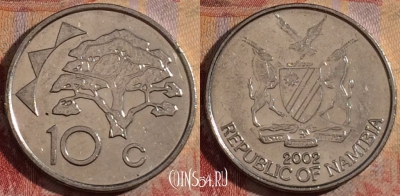 Намибия 10 центов 2002 года, KM# 2, 283-035