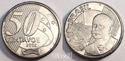 Бразилия 50 сентаво 2002 года, KM# 651a, 081-043a