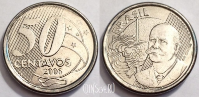 Бразилия 50 сентаво 2006 года, KM# 651a, 72-069a