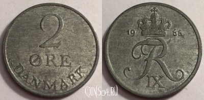 Дания 2 эре 1966 года, KM# 840, 68-016b