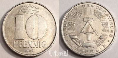 ГДР 10 пфеннигов 1968 года, KM# 10, 67-059b