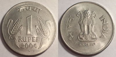 Индия 1 рупия 2004, см. состояние, 68-010b