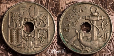 Испания 50 сентимо 1949, см. состояние, 65-024b