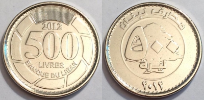 Ливан 500 ливров 2012 UNC, 74-027b