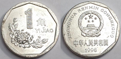 Китай 1 джао 1998, см. состояние, 80-059a