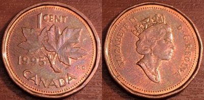 Канада 1 цент 1995, см. состояние, 69-005b