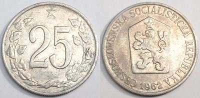 Чехословакия 25 геллеров 1962, см. сост., 78-057b