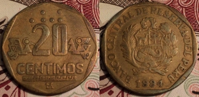 Перу 20 сентимо 1994, см. состояние, 66-010b