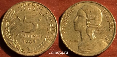 Франция 5 сантимов 1987, см. состояние, 60-055b