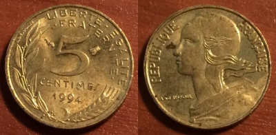Франция 5 сантимов 1994, 42-073