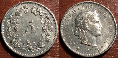 Швейцария 5 раппен 1975, 56-083