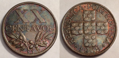 Португалия 20 сентаво 1968, см. состояние, 68-021a