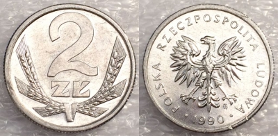 Польша 2 злотых 1990, см. состояние, 77-032a