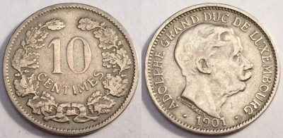 Люксембург 10 сентим 1901, см. состояние, 81-044a