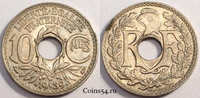 Франция 10 сантимов 1939, см. состояние, 81-044b