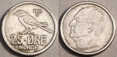 Норвегия 25 эре 1962, см. состояние, 82-034a