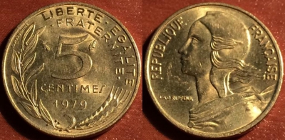 Франция 5 сантимов 1979, см. состояние, 60-044b