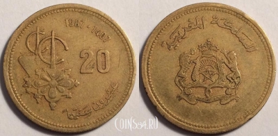 Марокко 20 сантимов 1987 (1407) года, Y# 85, 081-031b